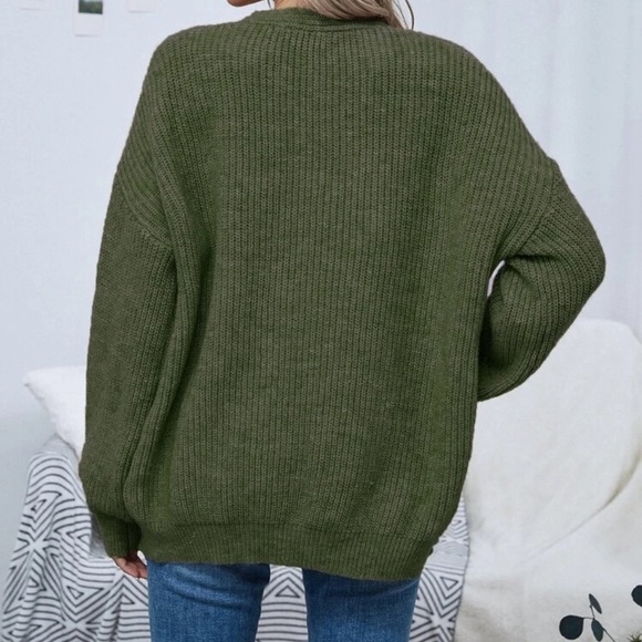 Soft knit drop shoulder oversized cardigan sweater black - Picture 16 of 16